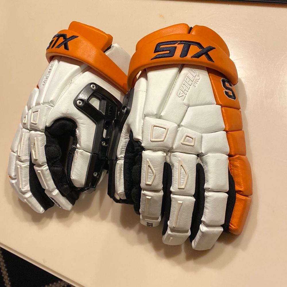 STX Shield Pro lacrosse goalie gloves, Syracuse goalie gloves, great condition.
